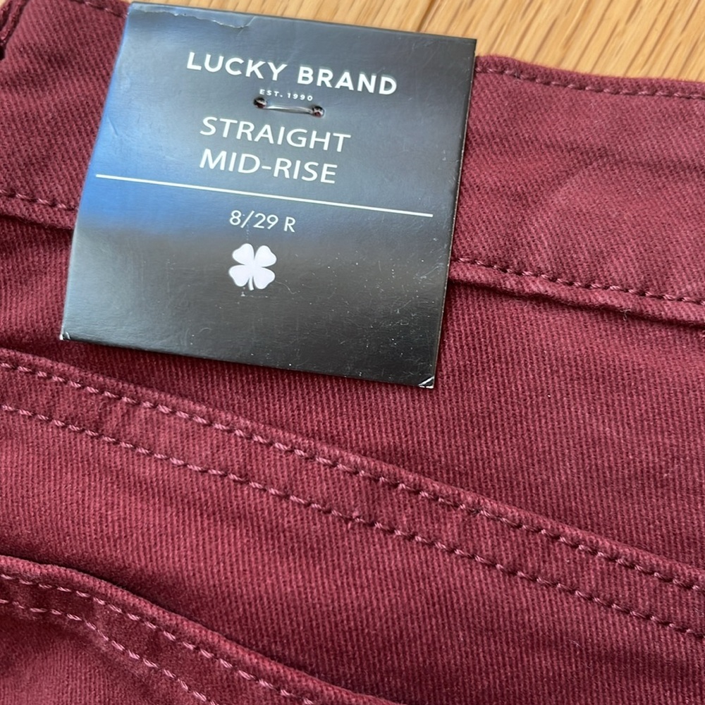NWT 🦋 LUCKY BRAND Wine Straight Leg pants | Size: 8/29 - Picture 8 of 13